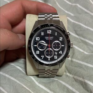Orient Black and Silver Chronograph Watch